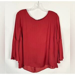 Womens Vince Camuto Red Top Size L Mature Career Party Cocktail Silky Feminine